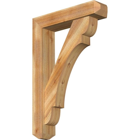 Ekena Millwork Olympic Craftsman Rough Sawn Bracket w/ Offset Brace, Western Red Cedar, 6"W x 26"D x 38"H BKT0604X26X38OLY04RWR